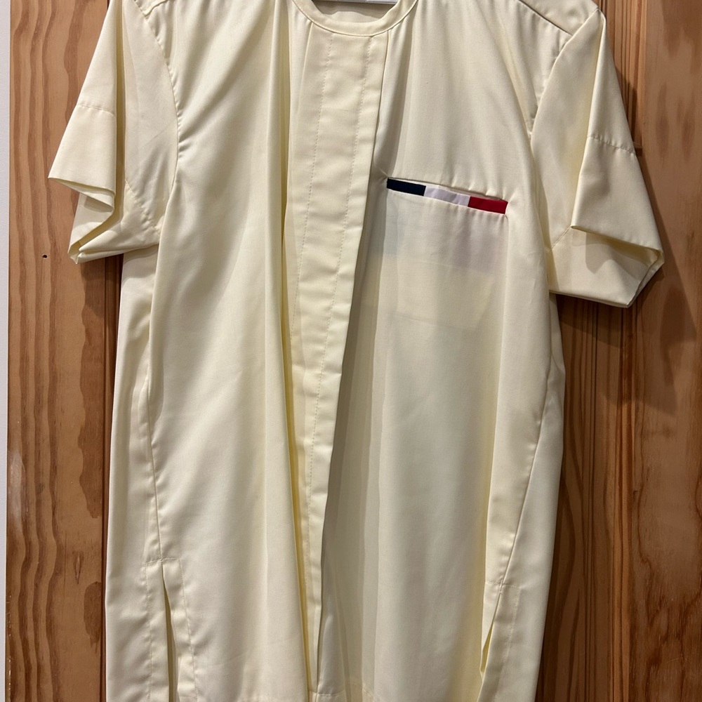 Men's African Cream Shirt with Pocket Accent